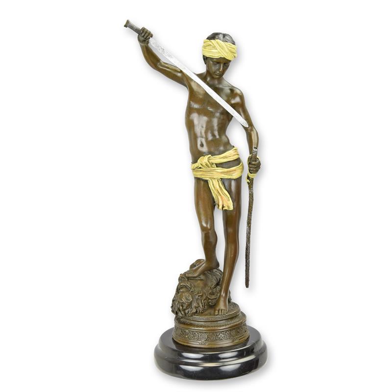 Beeindruckende Bronzeskulptur David und Goliath Statue entdecken 2