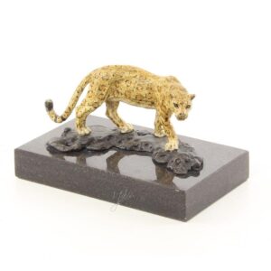 Exquisite Bronze Leoparden Skulptur detaillierte Jaguarkunst für Ihr Zuhause