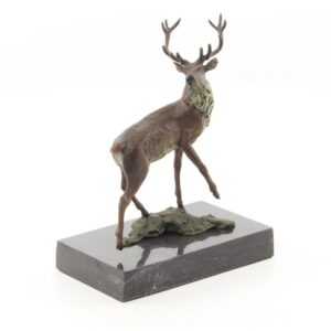 Detailreiche Bronze Hirschskulptur mit Geweih Elegante Kunstfigur