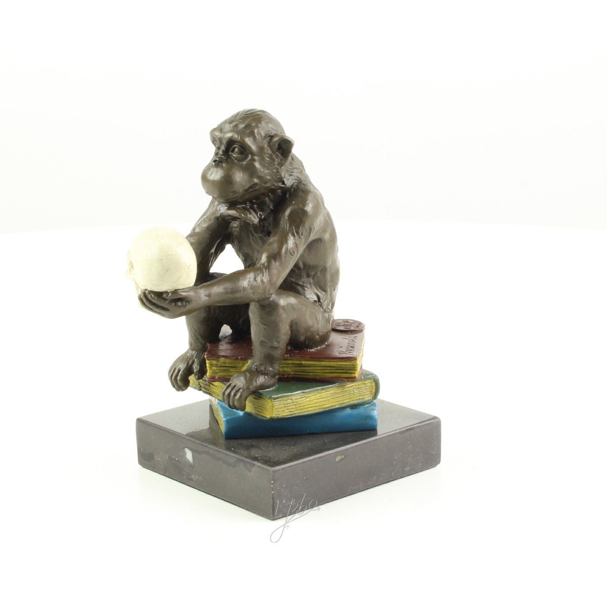 Hochwertige Bronze Affenskulptur Philosophie Affe mit Schädel 8