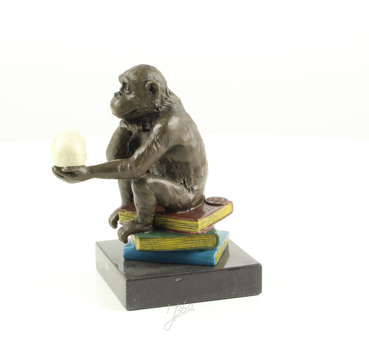 Hochwertige Bronze Affenskulptur Philosophie Affe mit Schädel 5