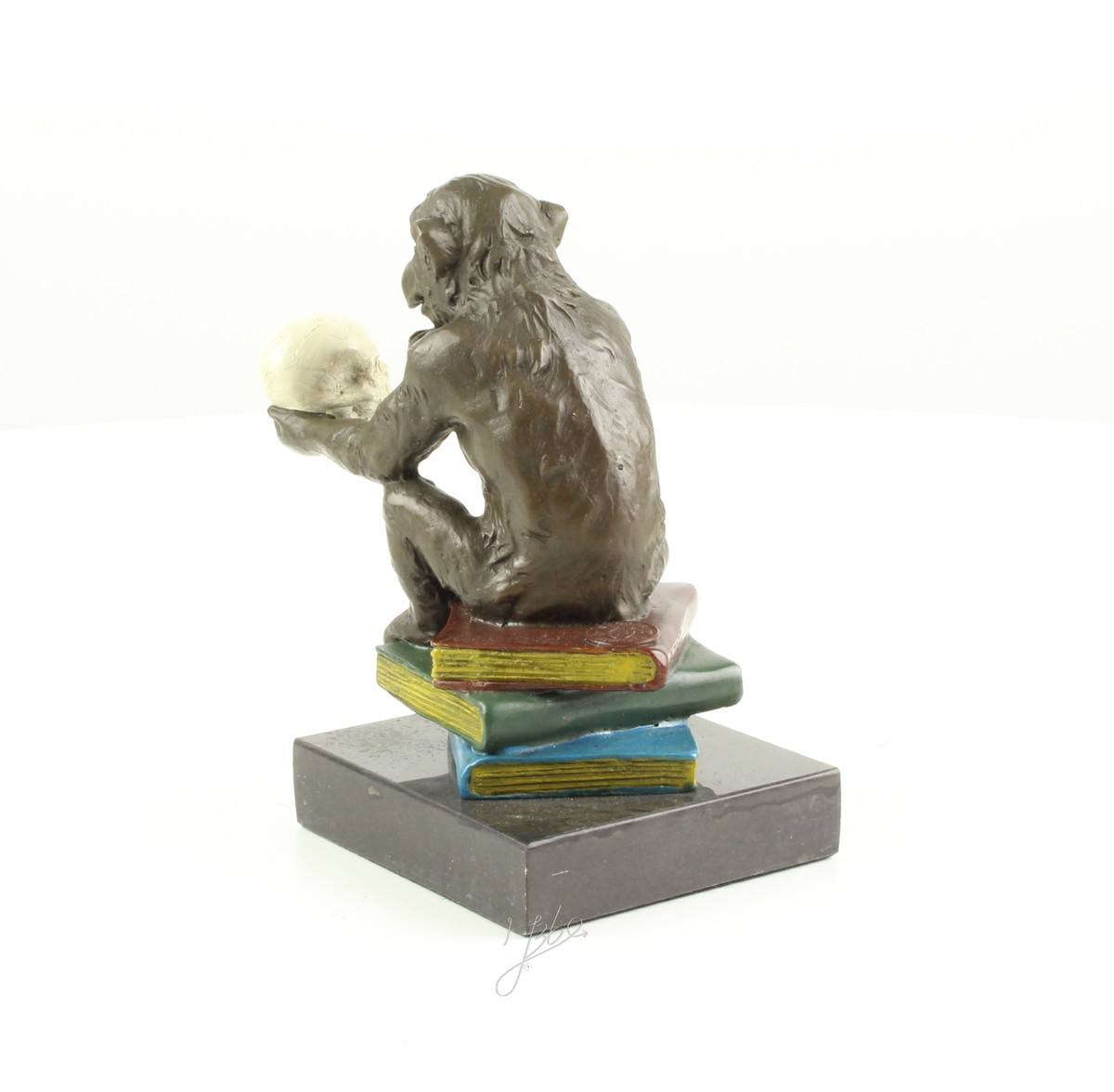 Hochwertige Bronze Affenskulptur Philosophie Affe mit Schädel 7
