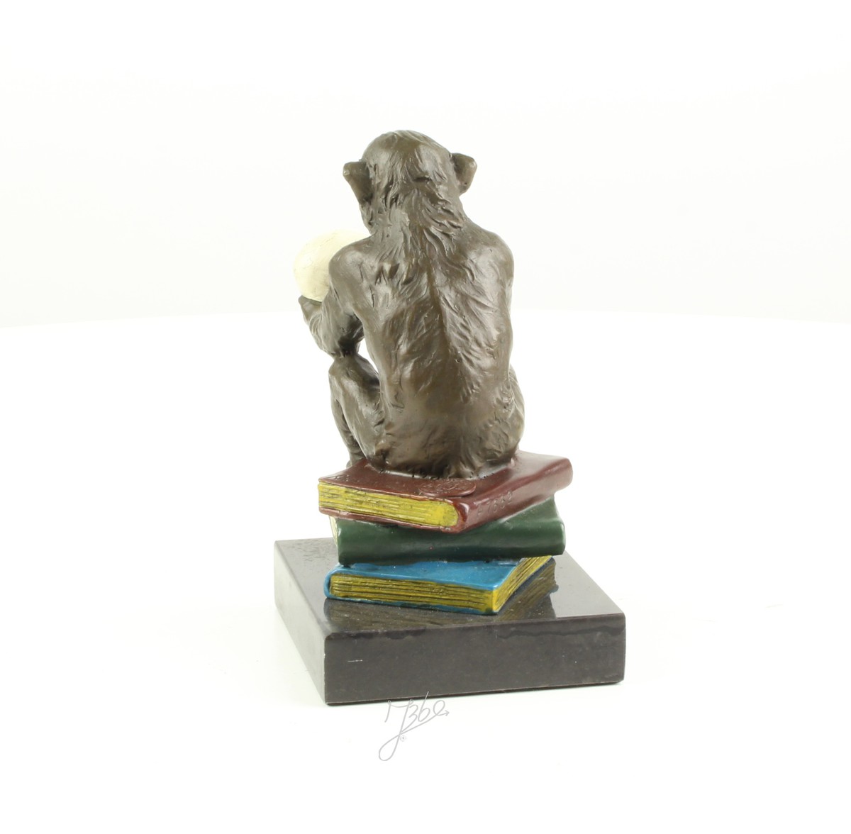Hochwertige Bronze Affenskulptur Philosophie Affe mit Schädel 11