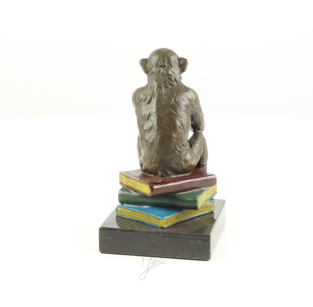 Hochwertige Bronze Affenskulptur Philosophie Affe mit Schädel 10