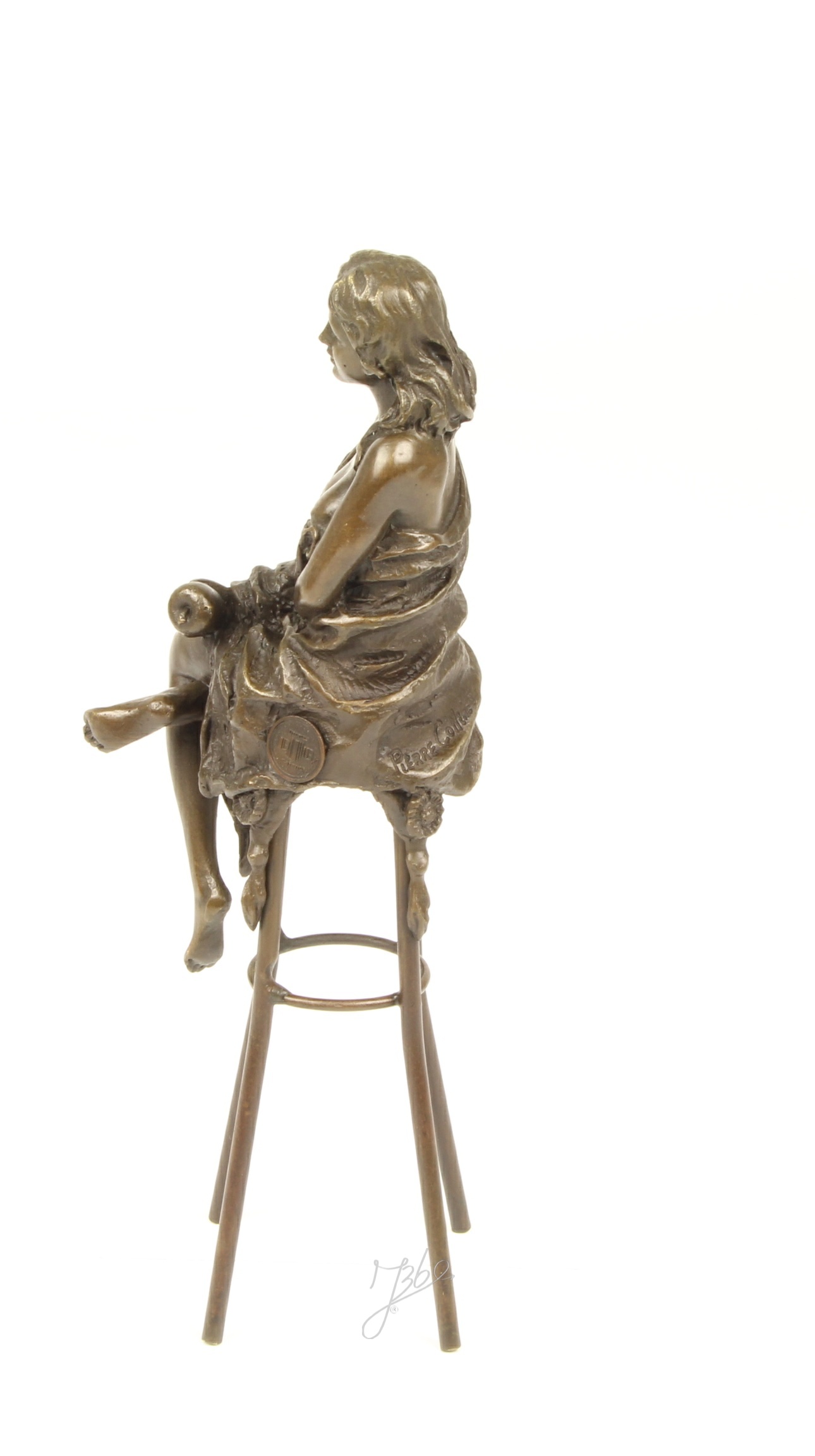 Elegante Bronze Figur Detaillierte Skulptur einer Sitzenden Dame 7