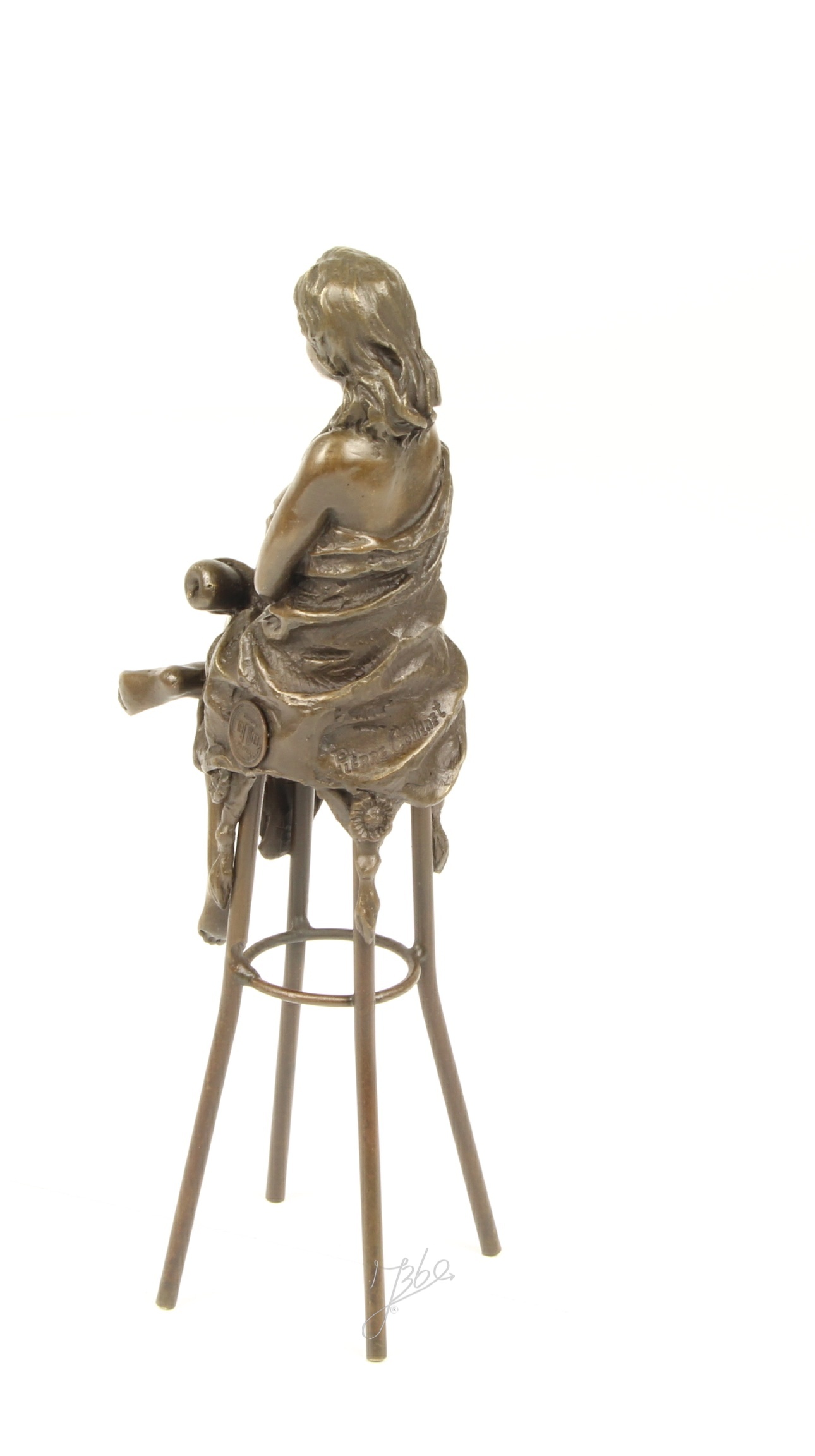 Elegante Bronze Figur Detaillierte Skulptur einer Sitzenden Dame 8