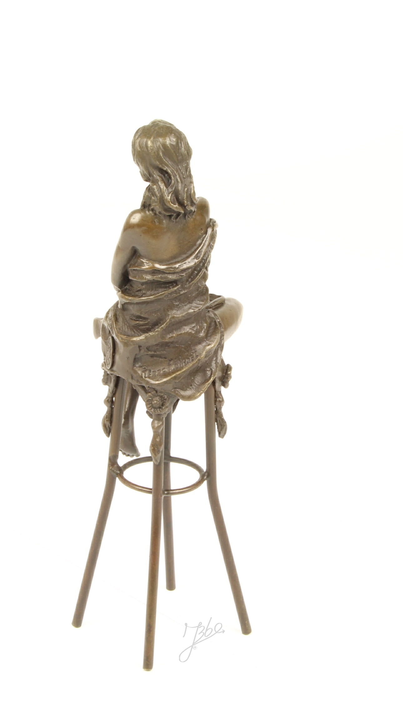 Elegante Bronze Figur Detaillierte Skulptur einer Sitzenden Dame 9