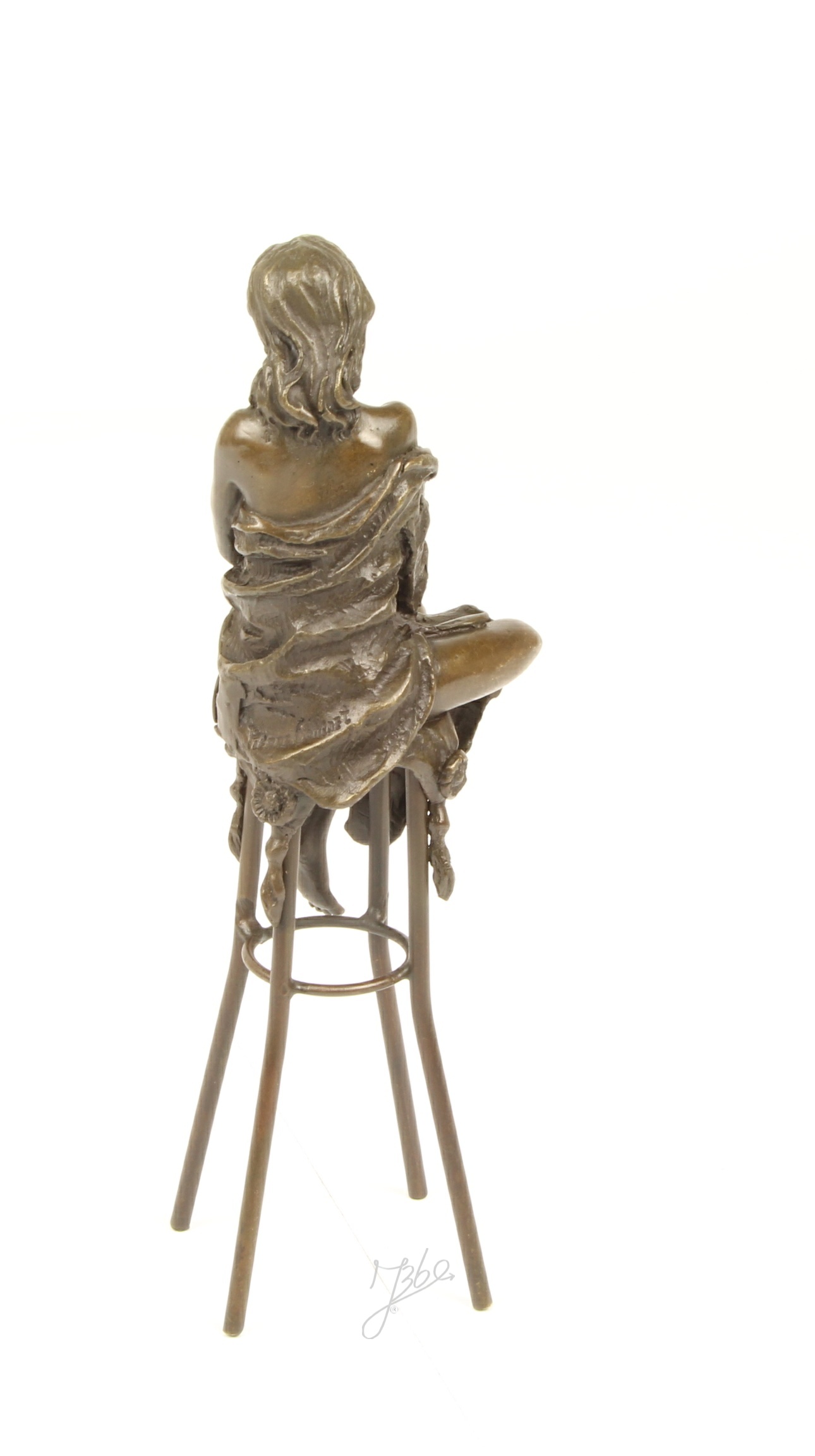 Elegante Bronze Figur Detaillierte Skulptur einer Sitzenden Dame 11
