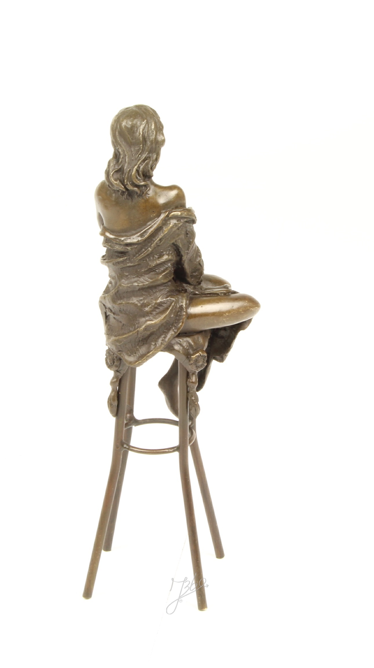 Elegante Bronze Figur Detaillierte Skulptur einer Sitzenden Dame 10