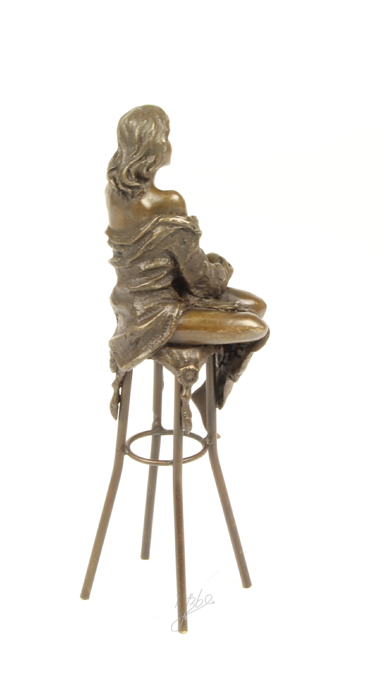 Elegante Bronze Figur Detaillierte Skulptur einer Sitzenden Dame 13