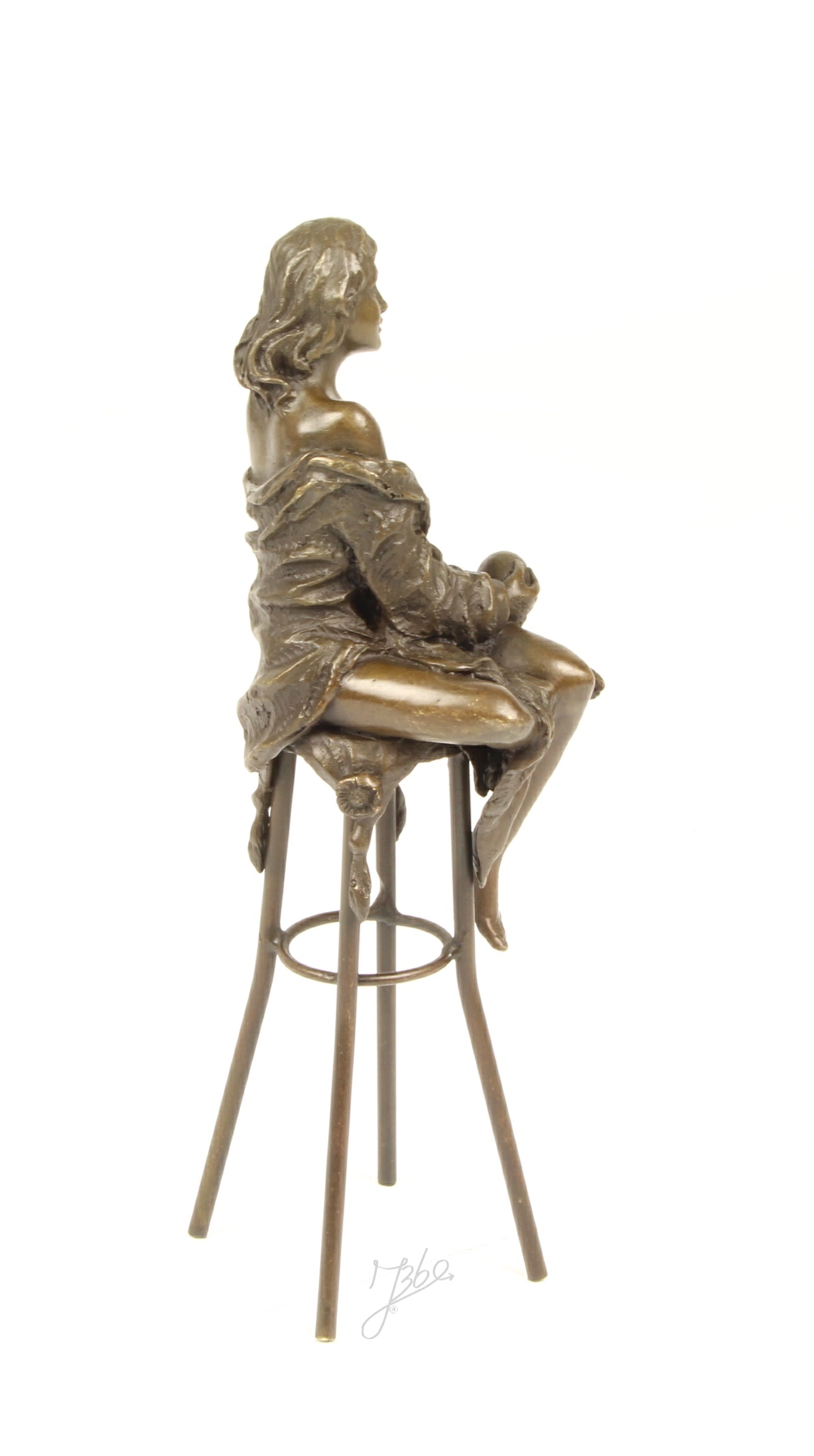 Elegante Bronze Figur Detaillierte Skulptur einer Sitzenden Dame 14