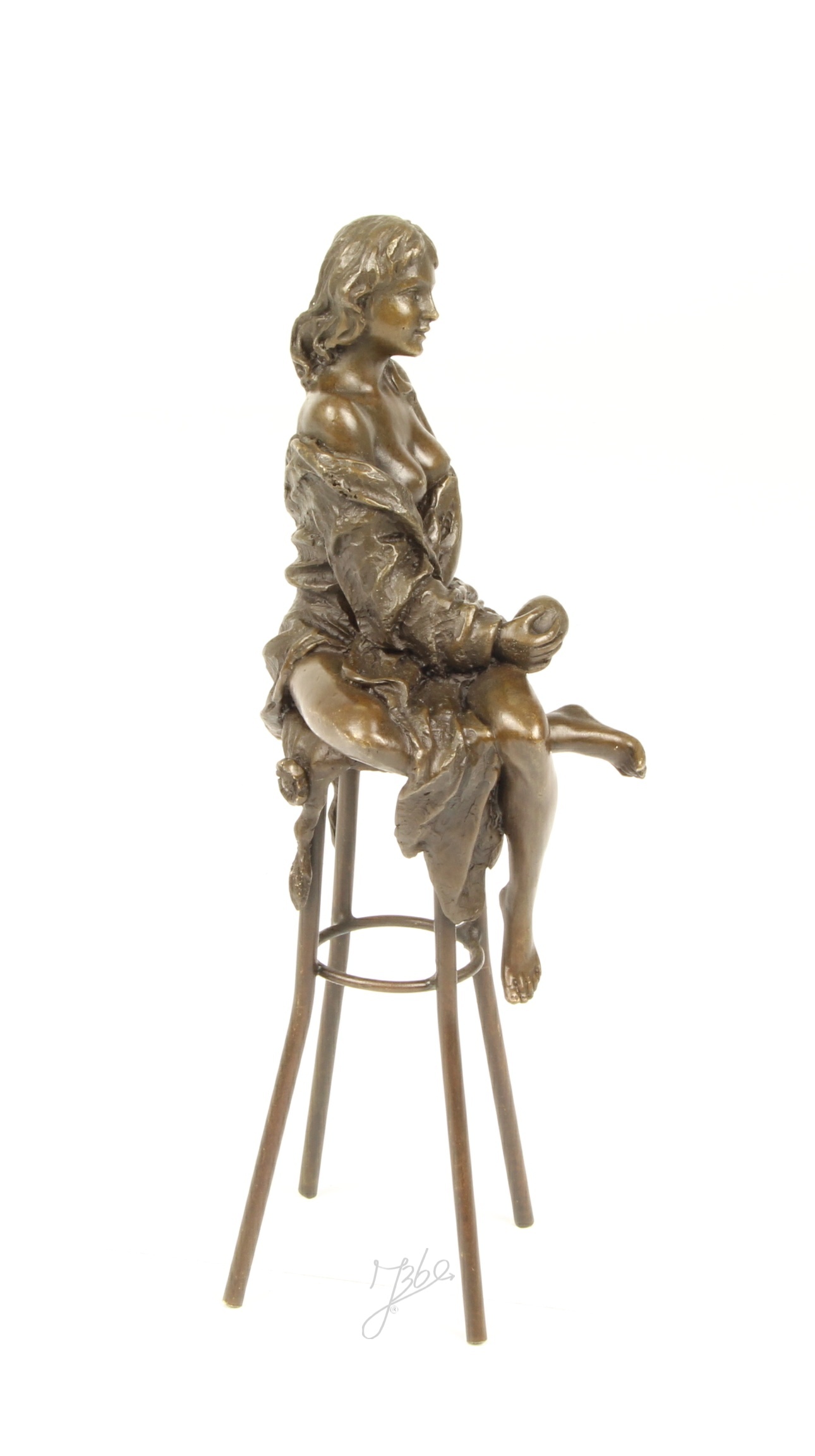 Elegante Bronze Figur Detaillierte Skulptur einer Sitzenden Dame 15