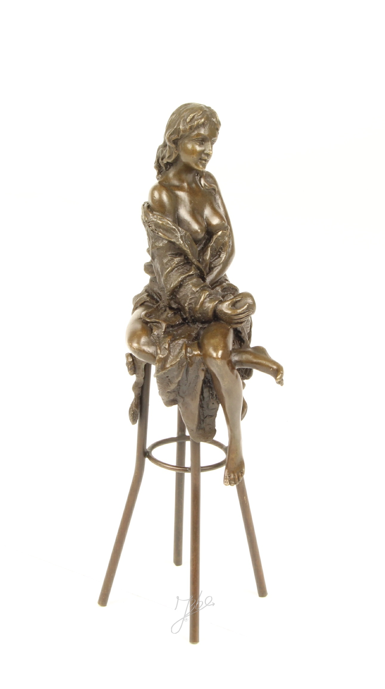 Elegante Bronze Figur Detaillierte Skulptur einer Sitzenden Dame 17