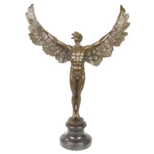 Exquisite Geflügelte Bronze Skulptur eines Mystischen Menschen