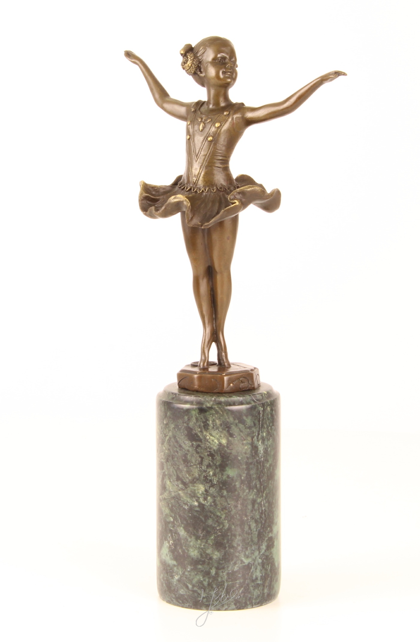 Elegante Bronze Ballerina Skulptur auf edlem Marmorsockel 3