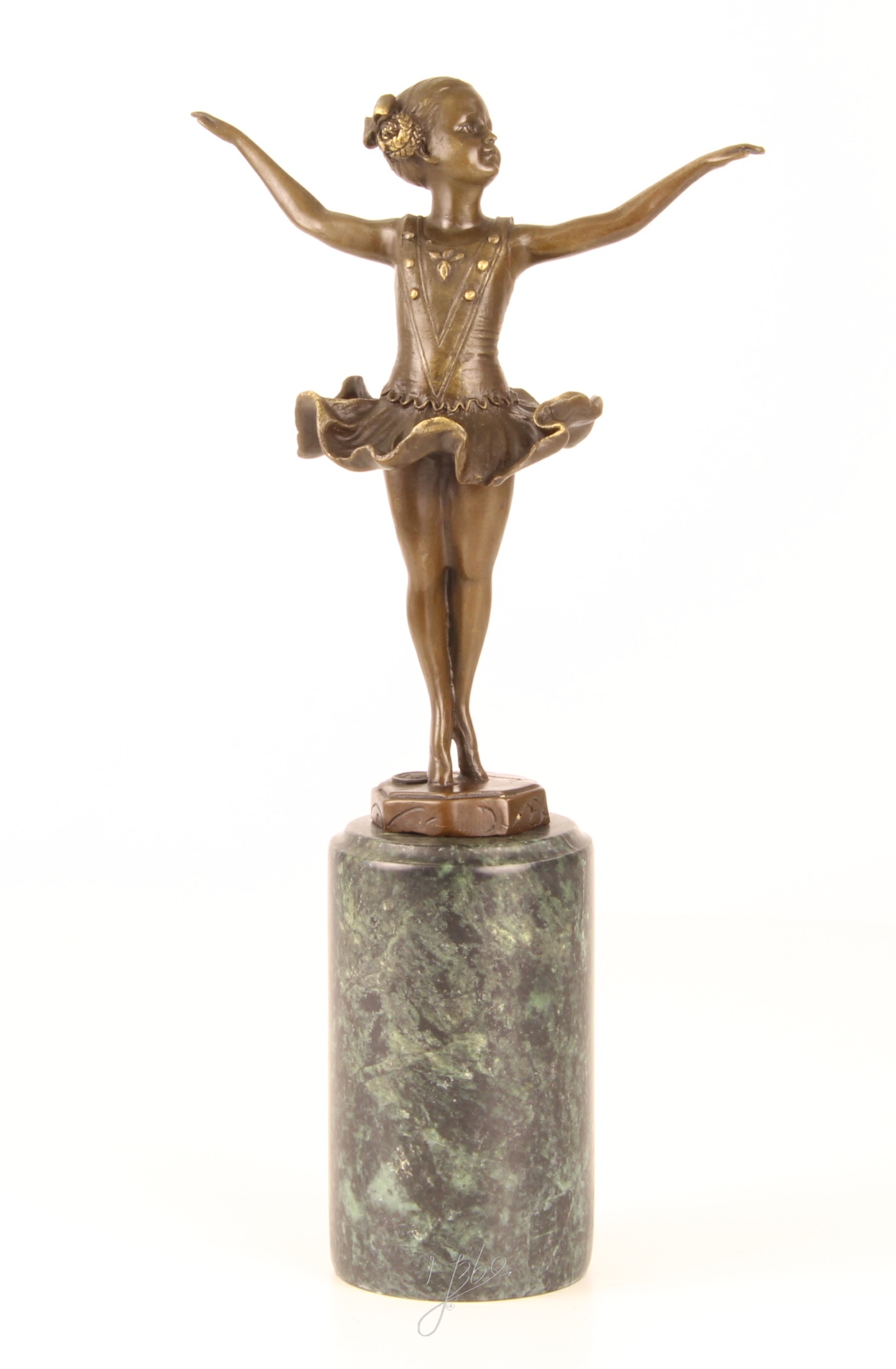 Elegante Bronze Ballerina Skulptur auf edlem Marmorsockel 17