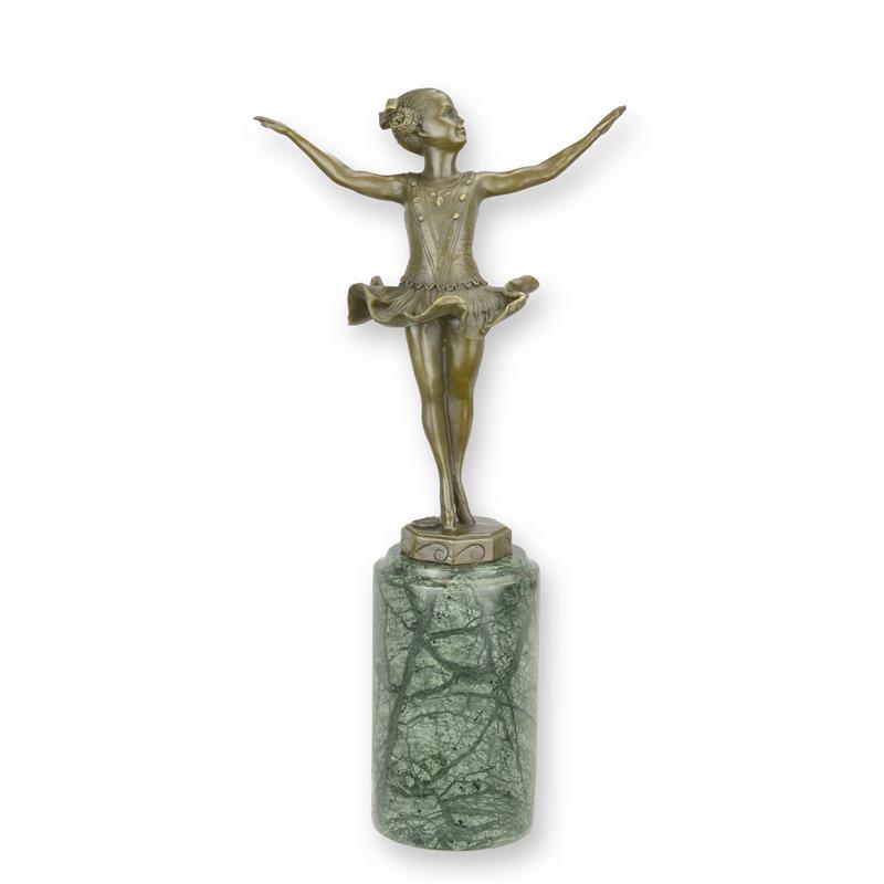 Elegante Bronze Ballerina Skulptur auf edlem Marmorsockel 2