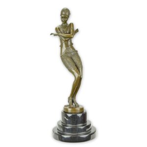 Elegante Art Déco Bronze Tänzerin Statue im 1920er Jahre Tanzstil