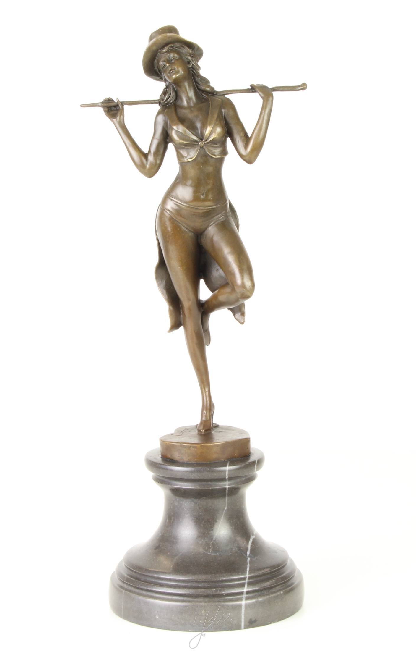 Handgefertigte Bronze Tänzerinskulptur Revuetänzerin mit Zylinderhut 4