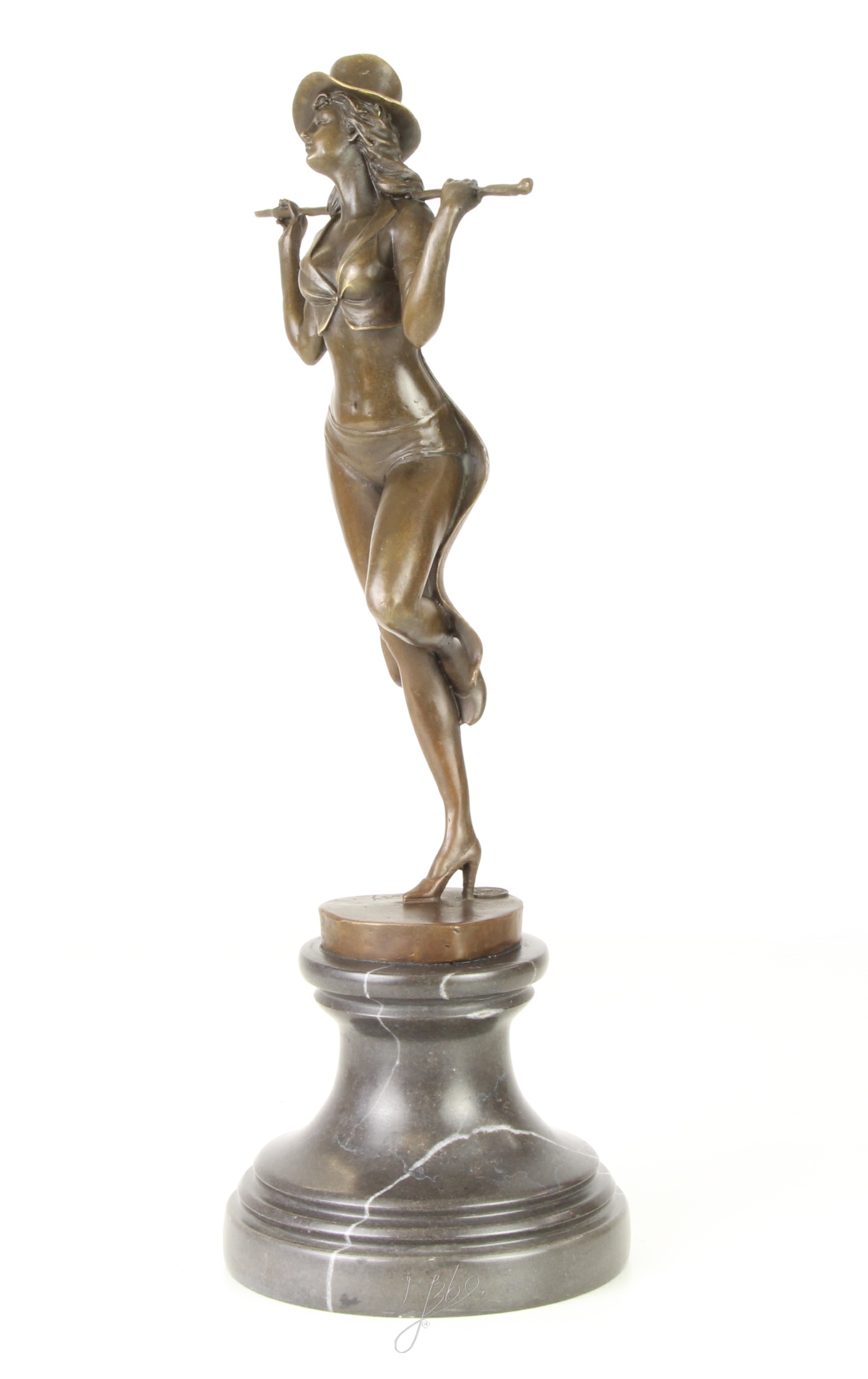 Handgefertigte Bronze Tänzerinskulptur Revuetänzerin mit Zylinderhut 8