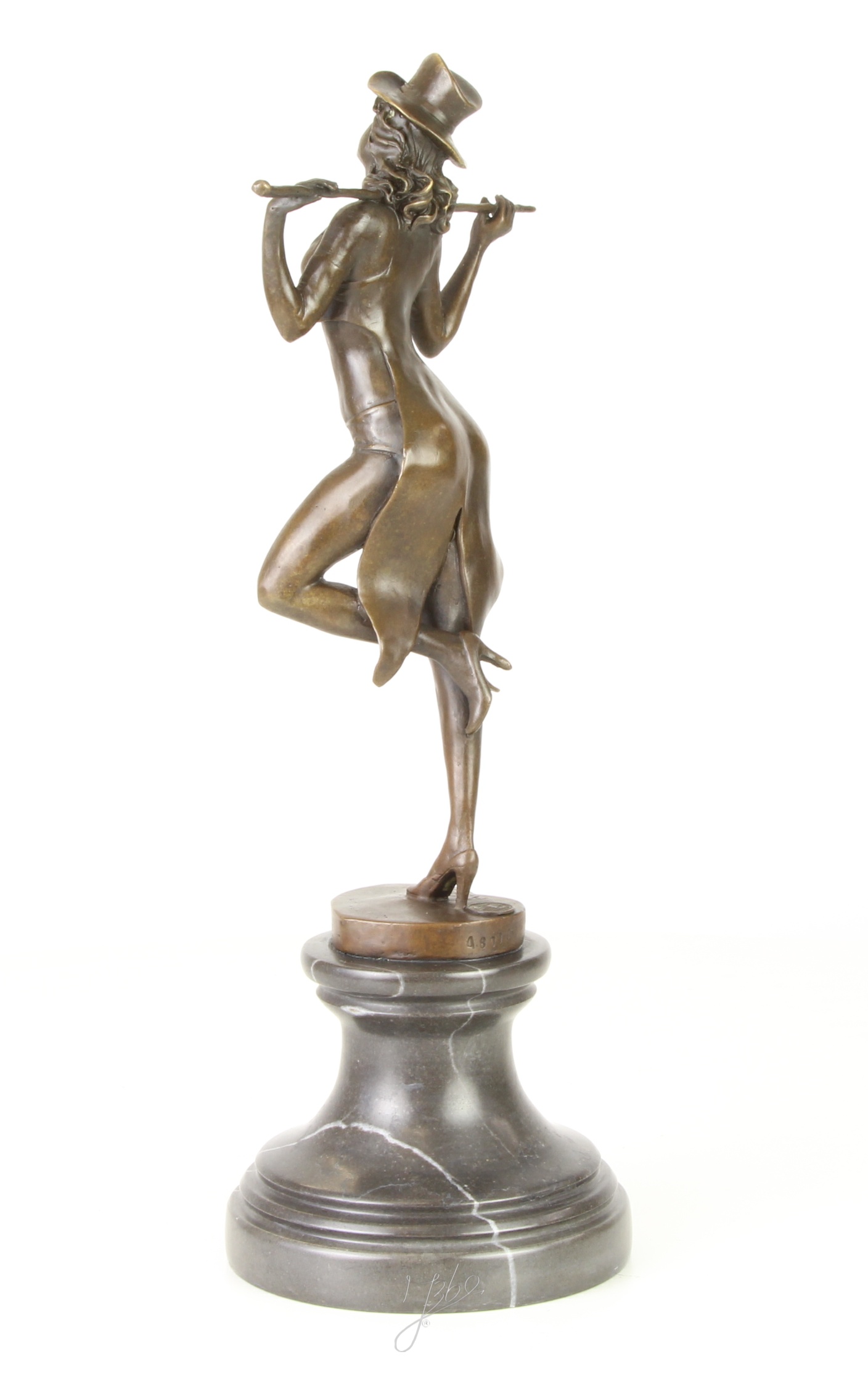 Handgefertigte Bronze Tänzerinskulptur Revuetänzerin mit Zylinderhut 6