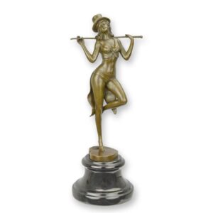 Handgefertigte Bronze Tänzerinskulptur Revuetänzerin mit Zylinderhut