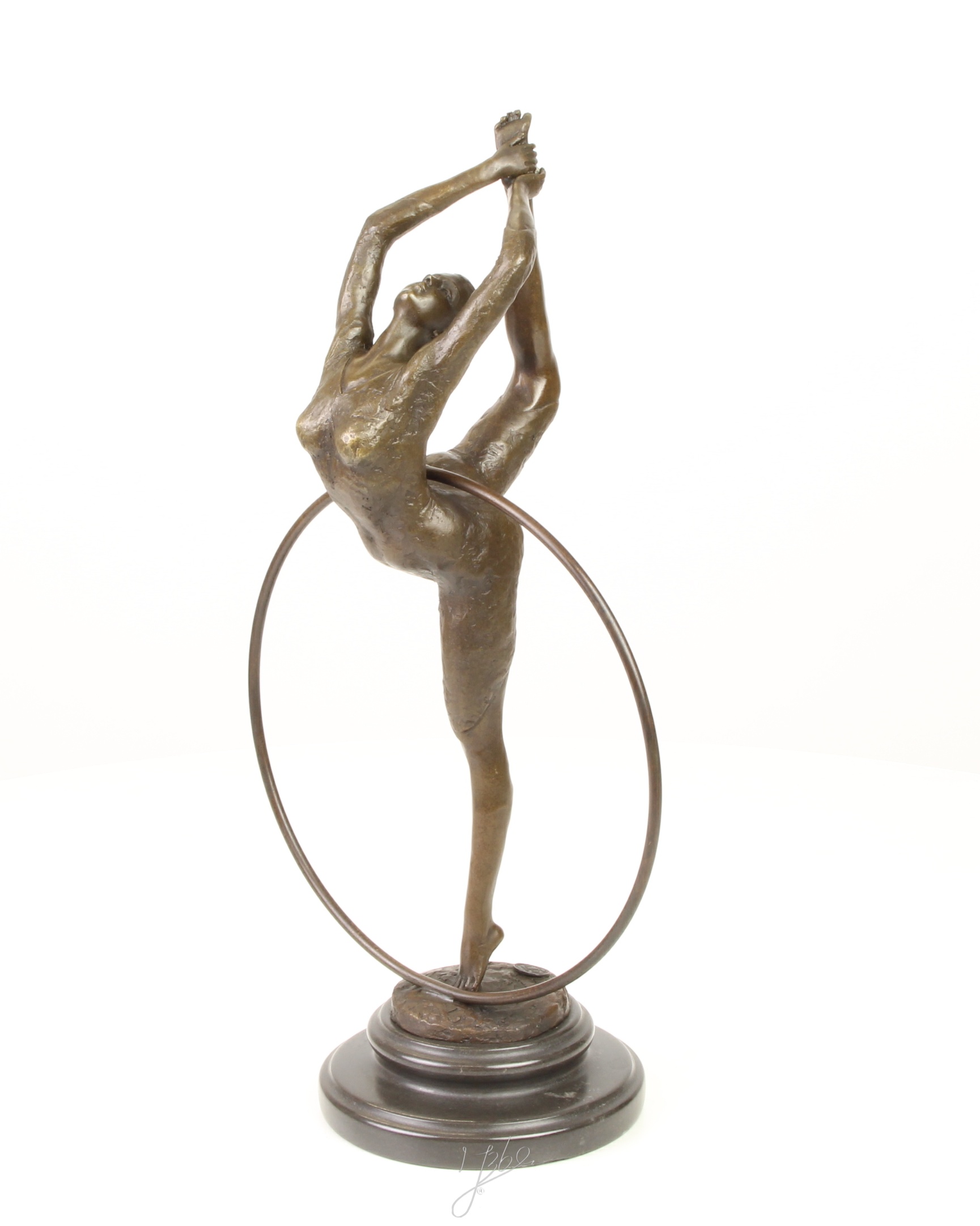 Anmutige Bronze Ballett Tänzerin Skulptur mit Ring Elegante Kunst 3