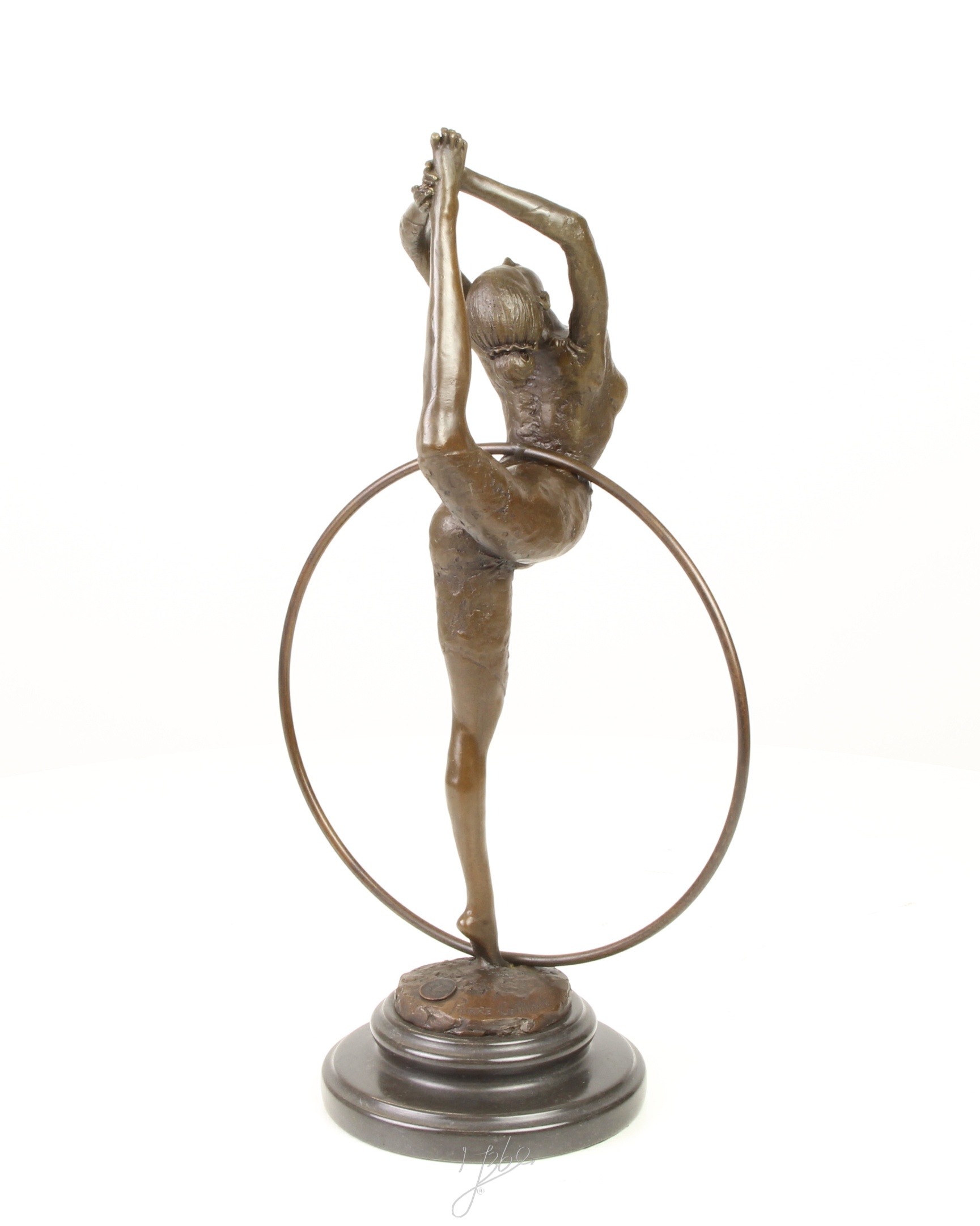 Anmutige Bronze Ballett Tänzerin Skulptur mit Ring Elegante Kunst 12