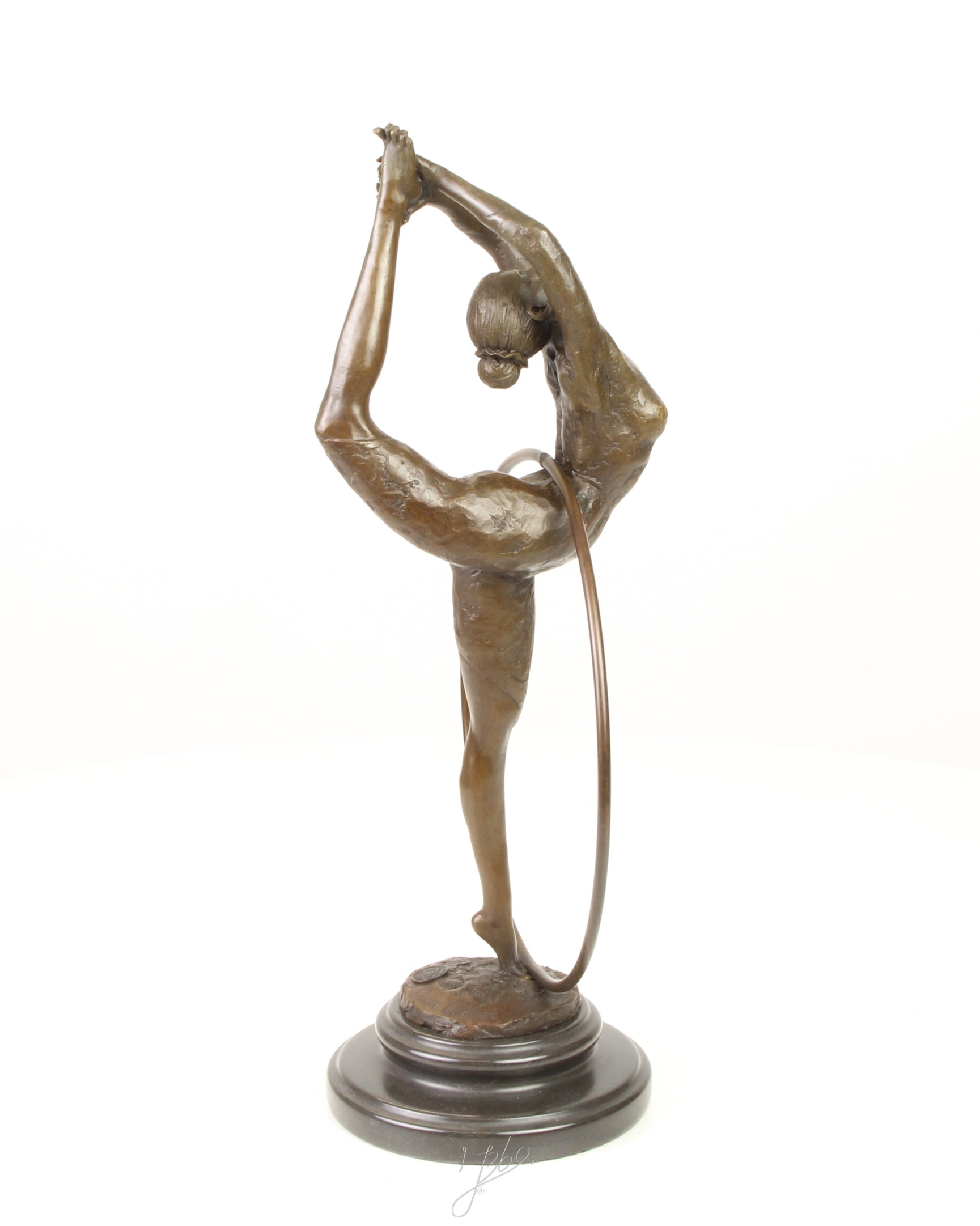 Anmutige Bronze Ballett Tänzerin Skulptur mit Ring Elegante Kunst 10