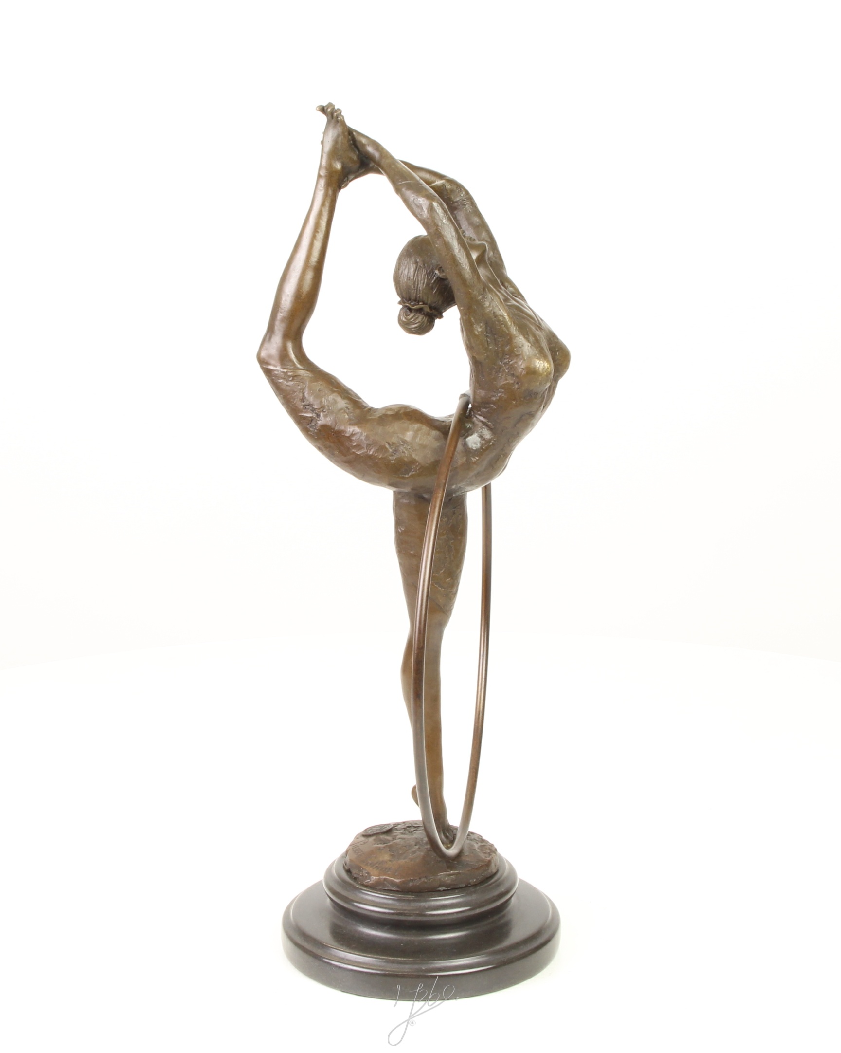 Anmutige Bronze Ballett Tänzerin Skulptur mit Ring Elegante Kunst 13