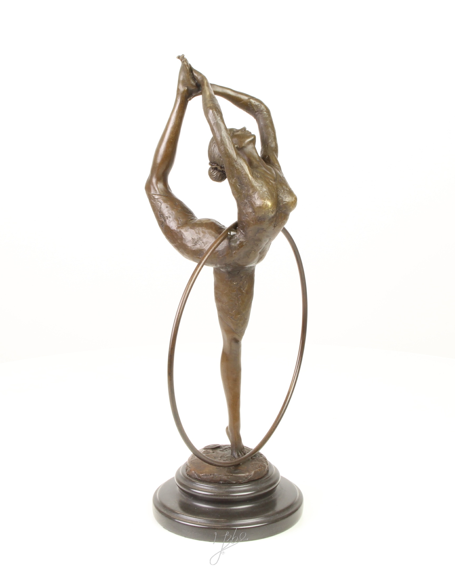 Anmutige Bronze Ballett Tänzerin Skulptur mit Ring Elegante Kunst 14