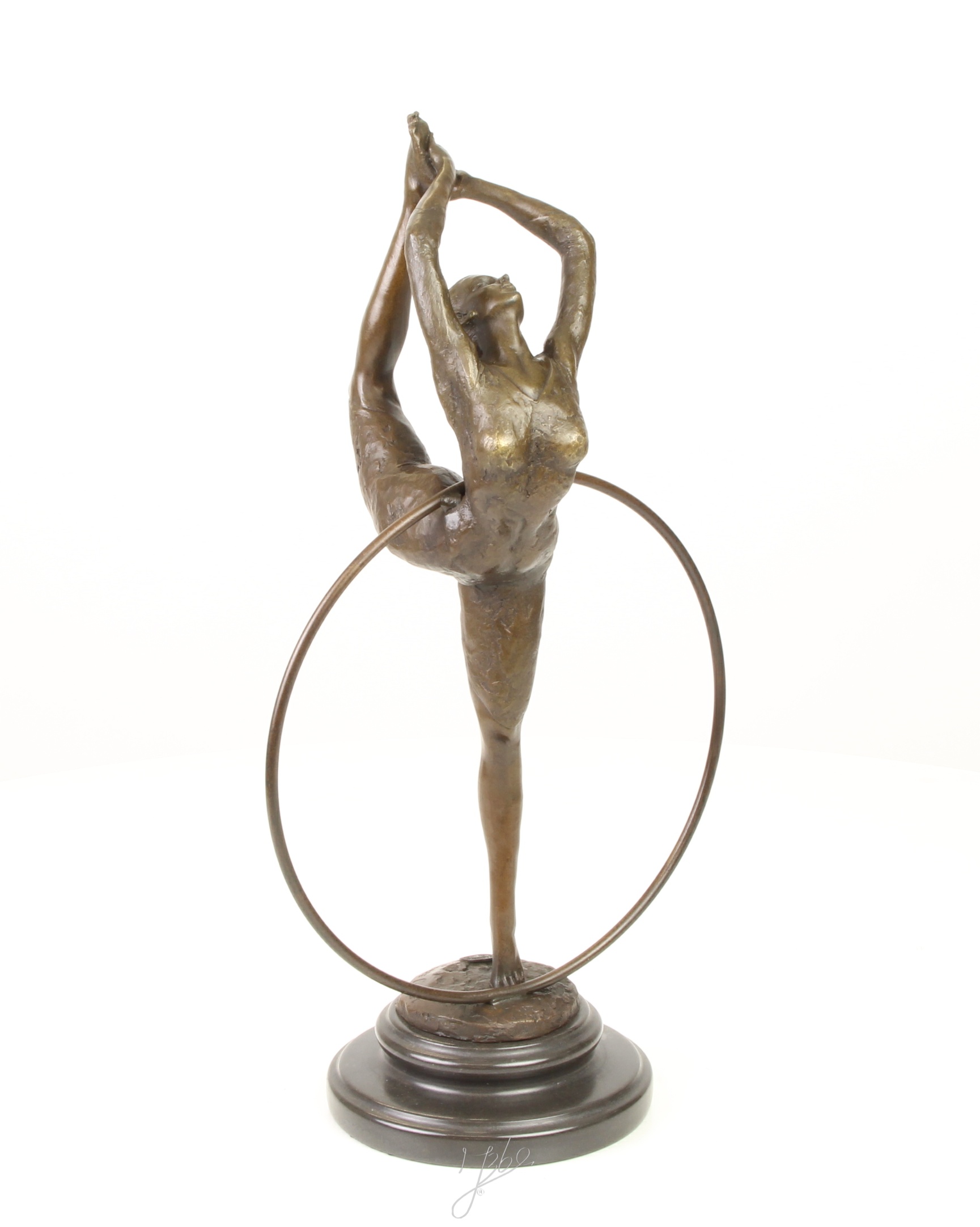 Anmutige Bronze Ballett Tänzerin Skulptur mit Ring Elegante Kunst 15