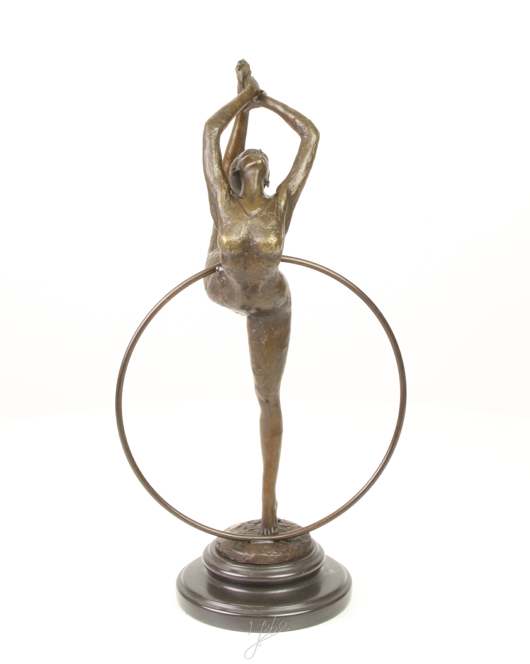 Anmutige Bronze Ballett Tänzerin Skulptur mit Ring Elegante Kunst 17