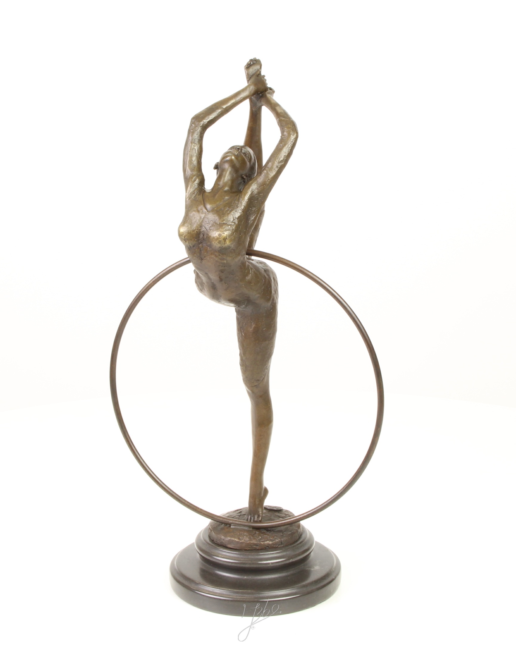 Anmutige Bronze Ballett Tänzerin Skulptur mit Ring Elegante Kunst 16