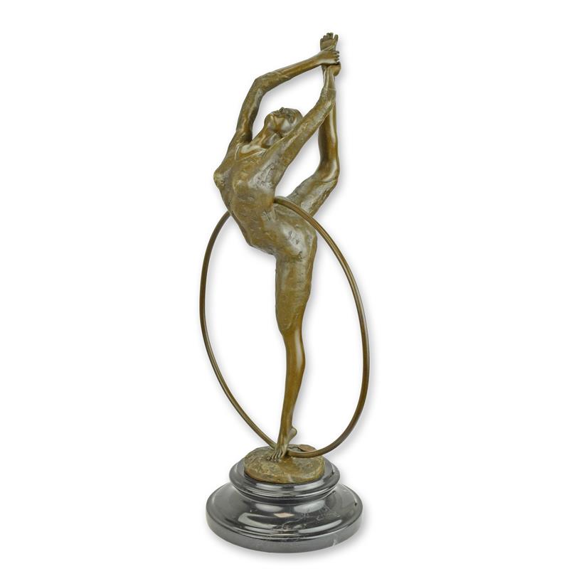 Anmutige Bronze Ballett Tänzerin Skulptur mit Ring Elegante Kunst 2