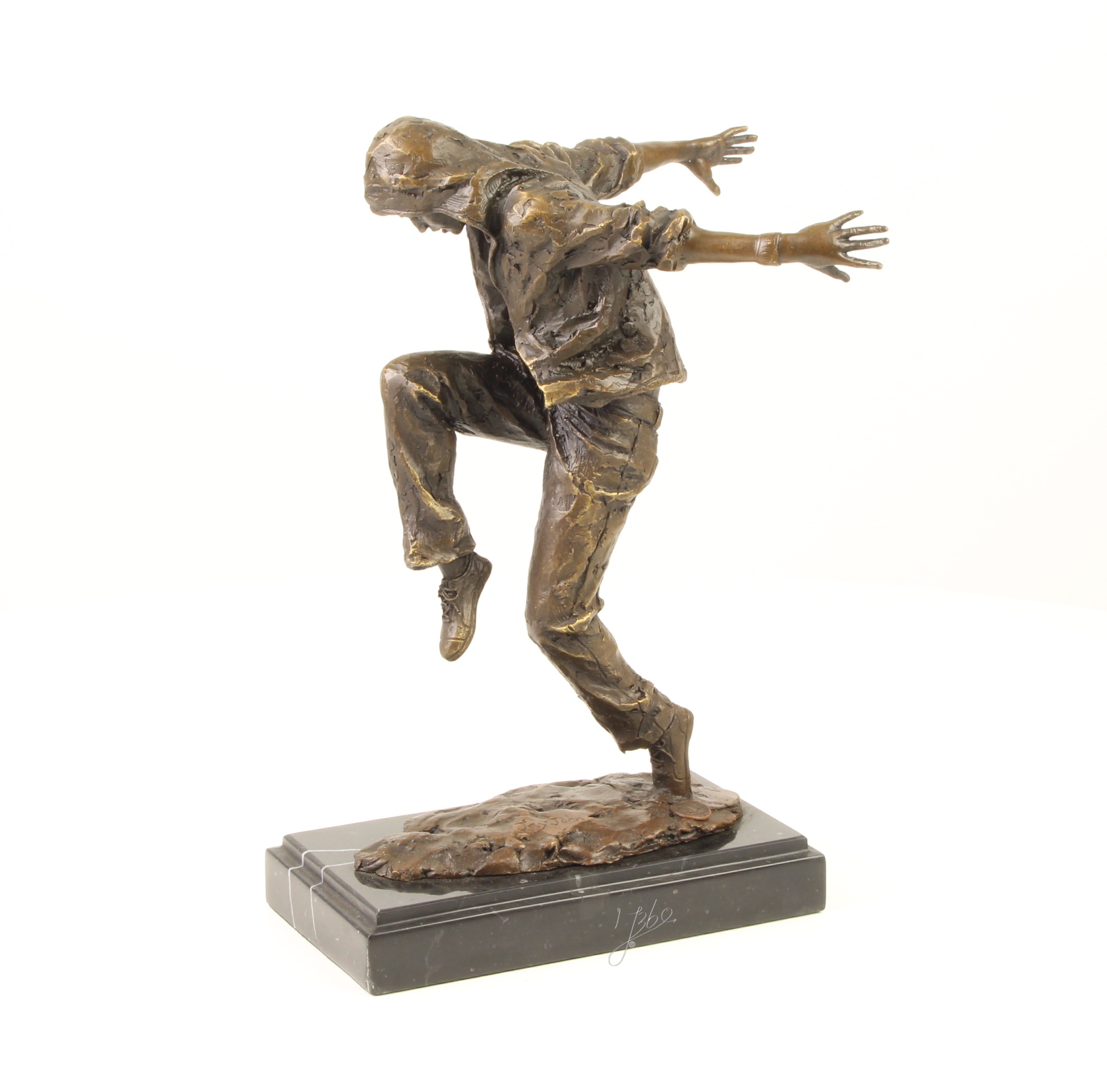 Einzigartige Bronze Tänzerskulptur Straßentänzer-Figur auf Sockel 5