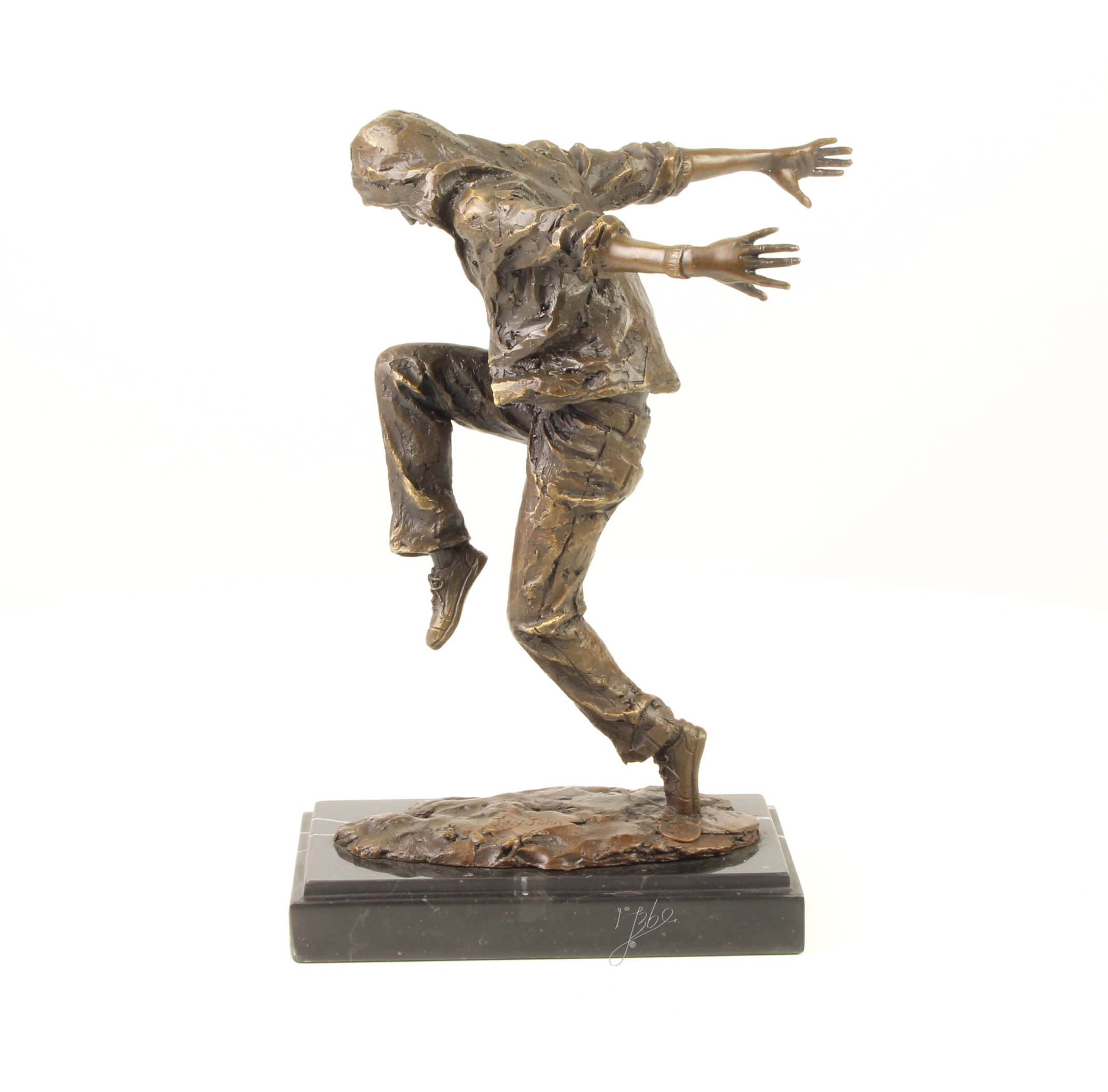 Einzigartige Bronze Tänzerskulptur Straßentänzer-Figur auf Sockel 8