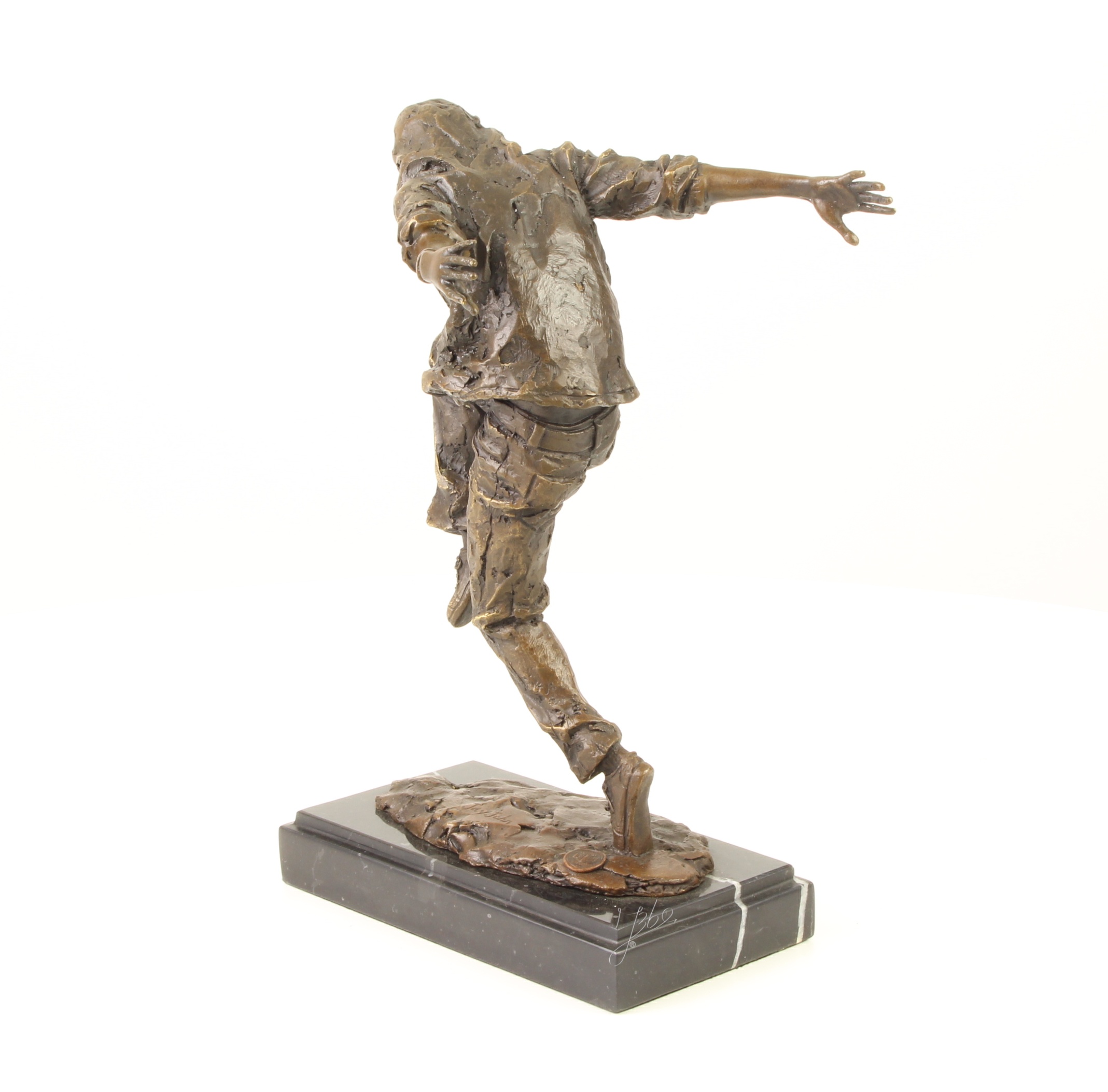 Einzigartige Bronze Tänzerskulptur Straßentänzer-Figur auf Sockel 4