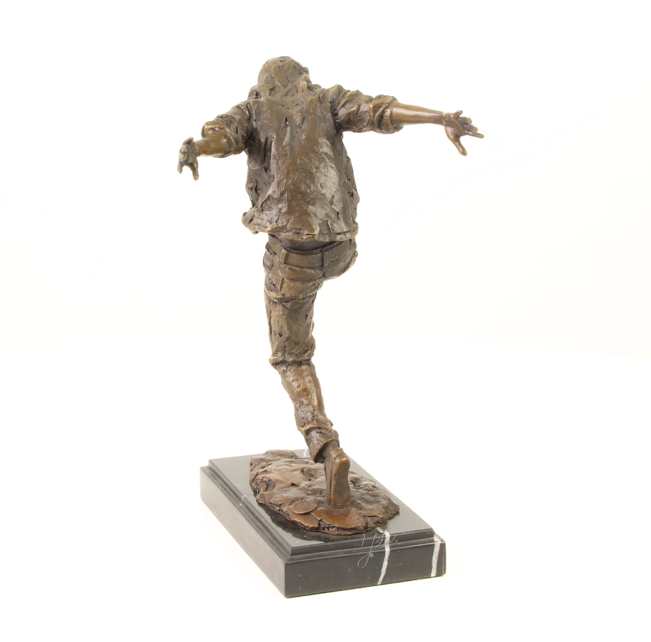Einzigartige Bronze Tänzerskulptur Straßentänzer-Figur auf Sockel 7