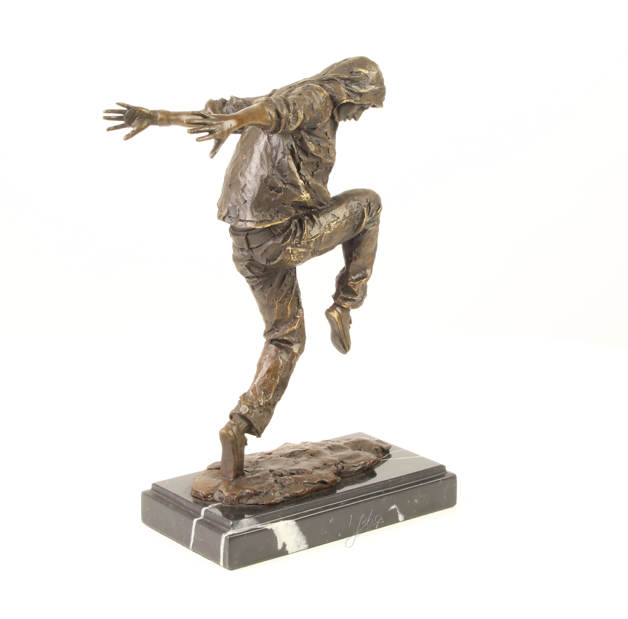 Einzigartige Bronze Tänzerskulptur Straßentänzer-Figur auf Sockel 12