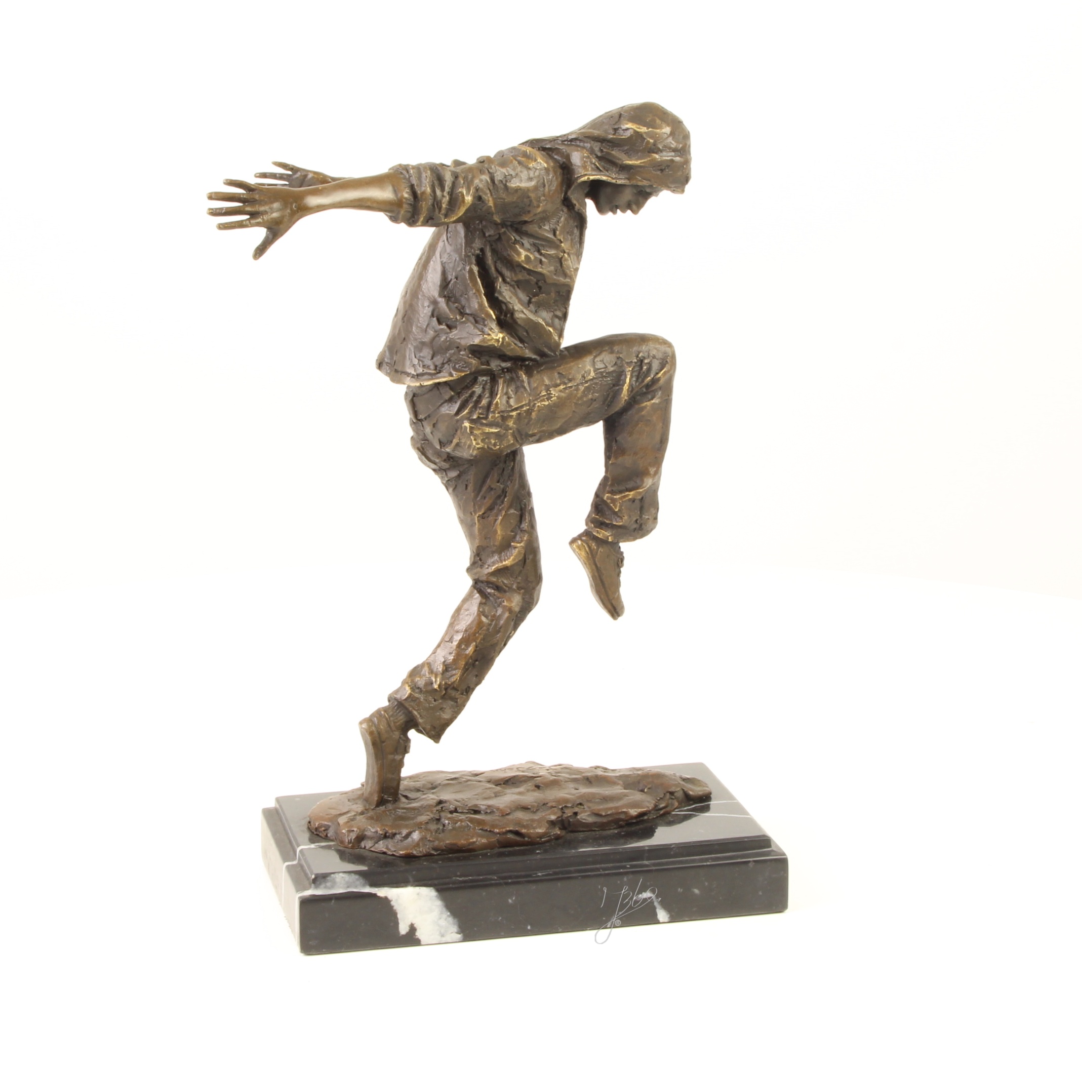 Einzigartige Bronze Tänzerskulptur Straßentänzer-Figur auf Sockel 11