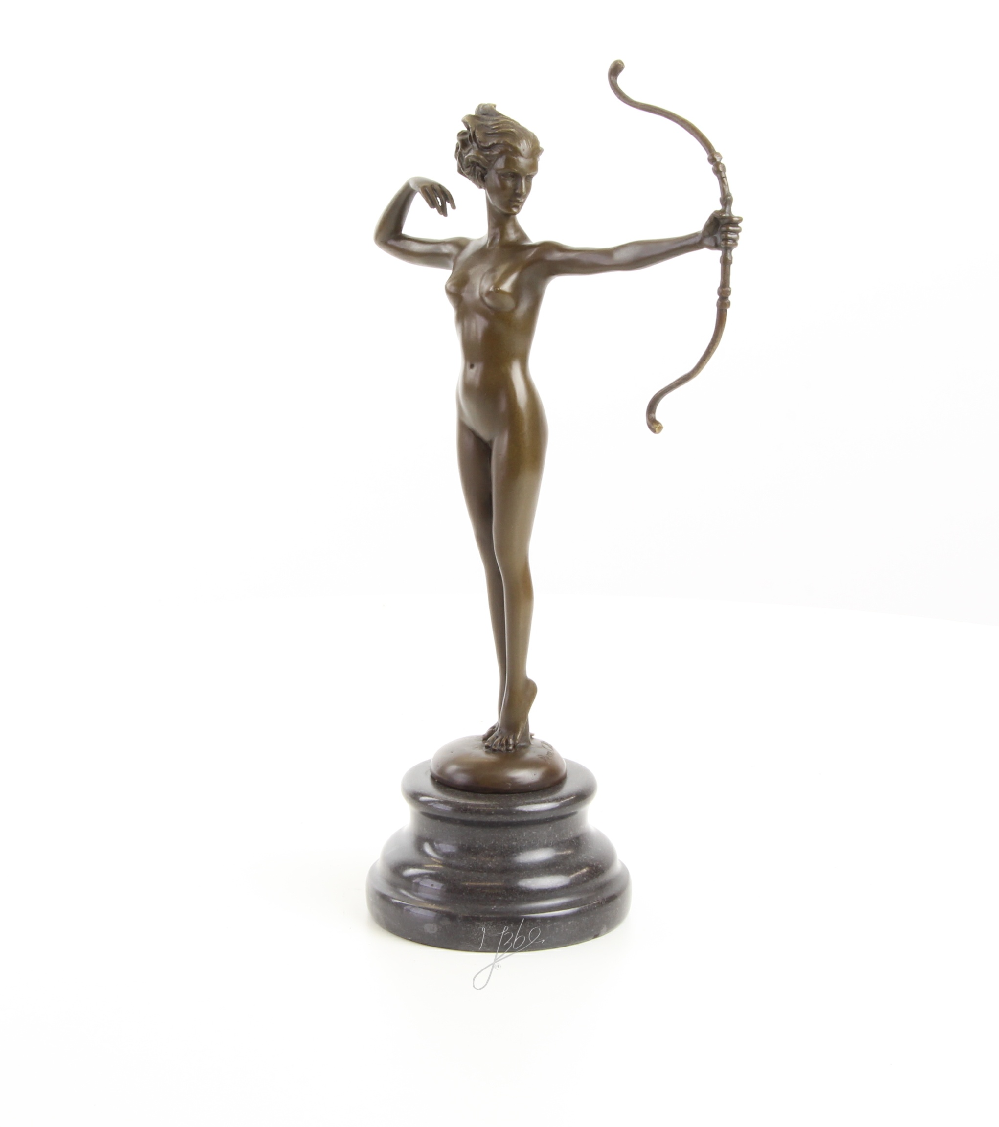 Klassische Bronze Diana Skulptur Elegante Jagdgöttin Figur 3