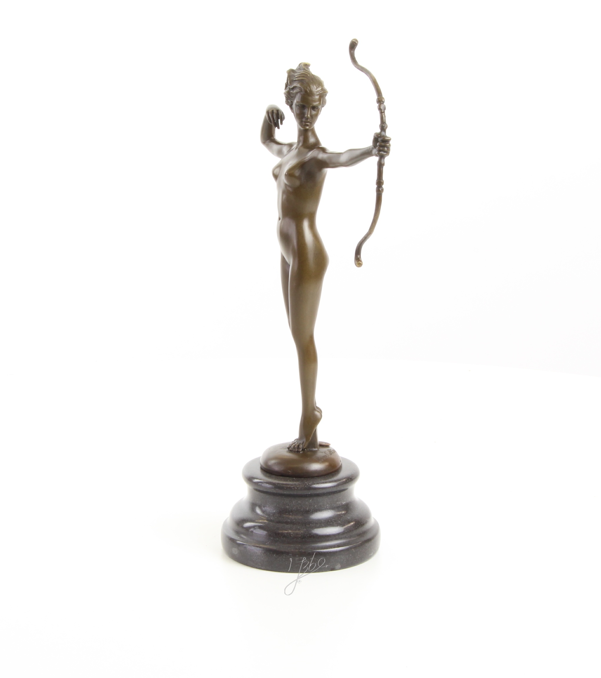 Klassische Bronze Diana Skulptur Elegante Jagdgöttin Figur 7