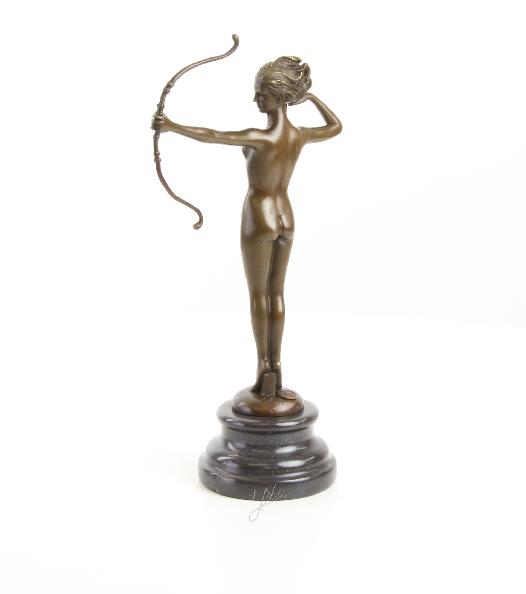 Klassische Bronze Diana Skulptur Elegante Jagdgöttin Figur 9