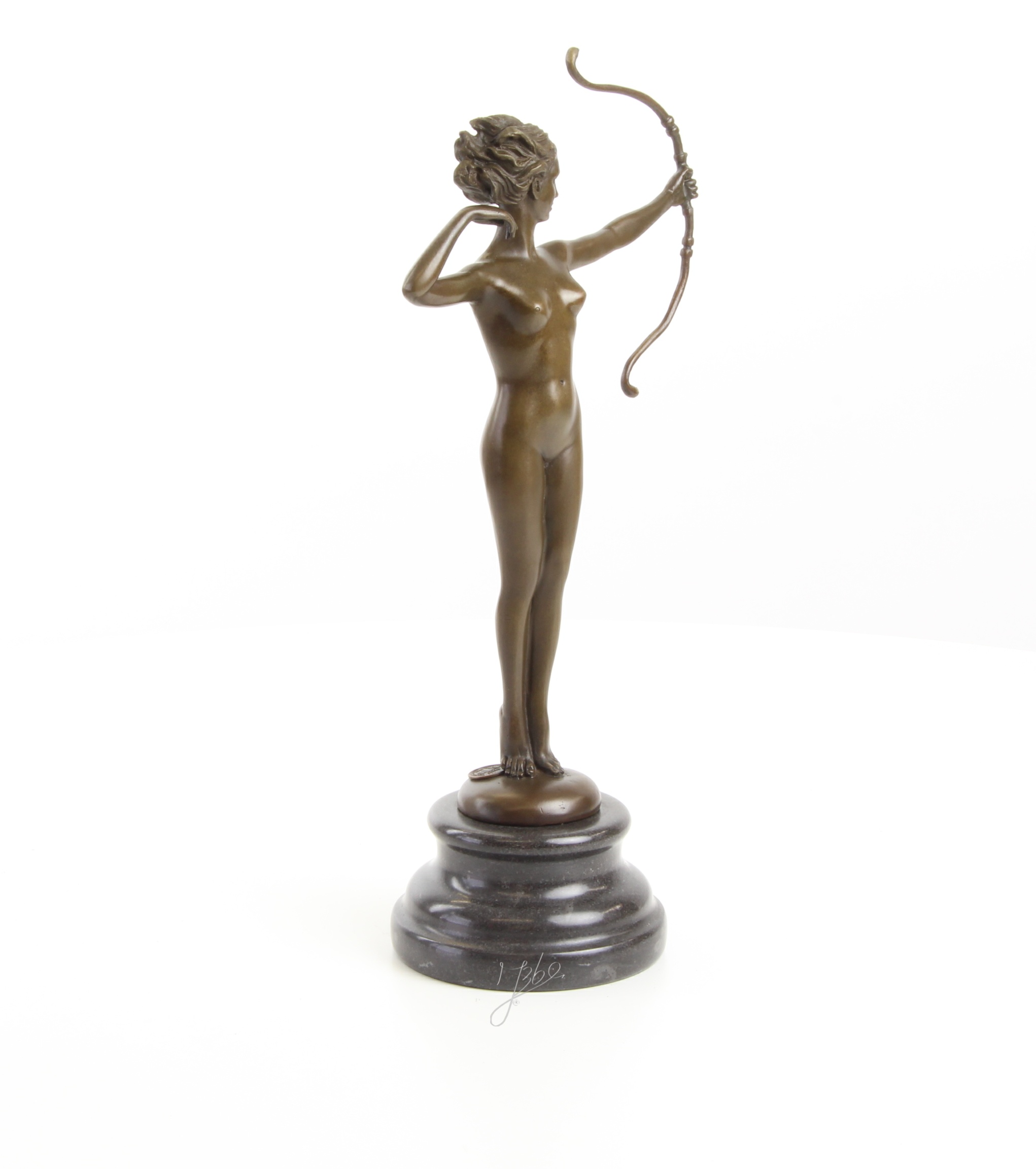 Klassische Bronze Diana Skulptur Elegante Jagdgöttin Figur 14