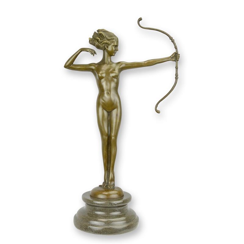 Klassische Bronze Diana Skulptur Elegante Jagdgöttin Figur 2