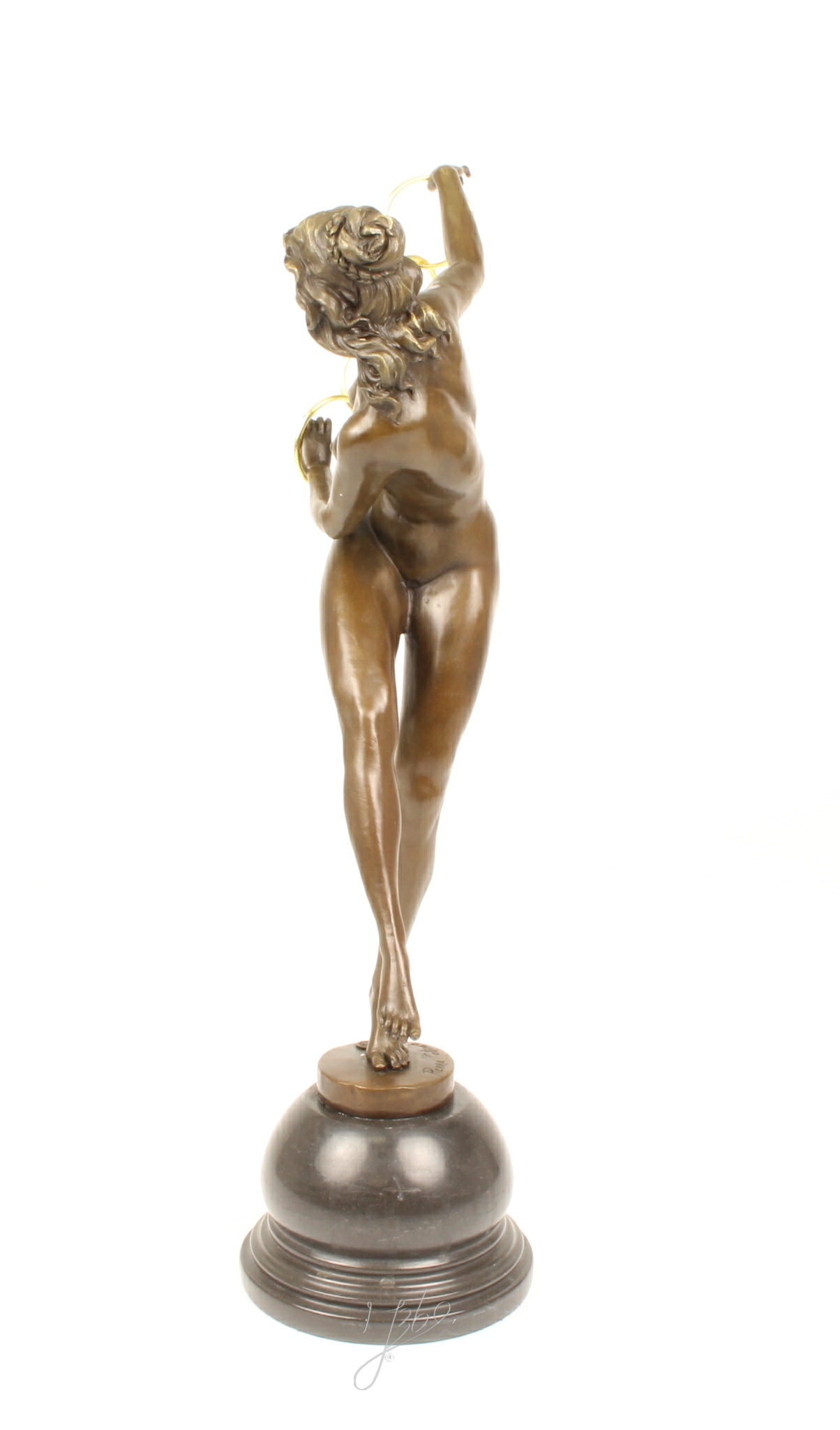 Hochwertige Bronze Frauenfigur Kunstvolle Skulptur mit Ringen 7