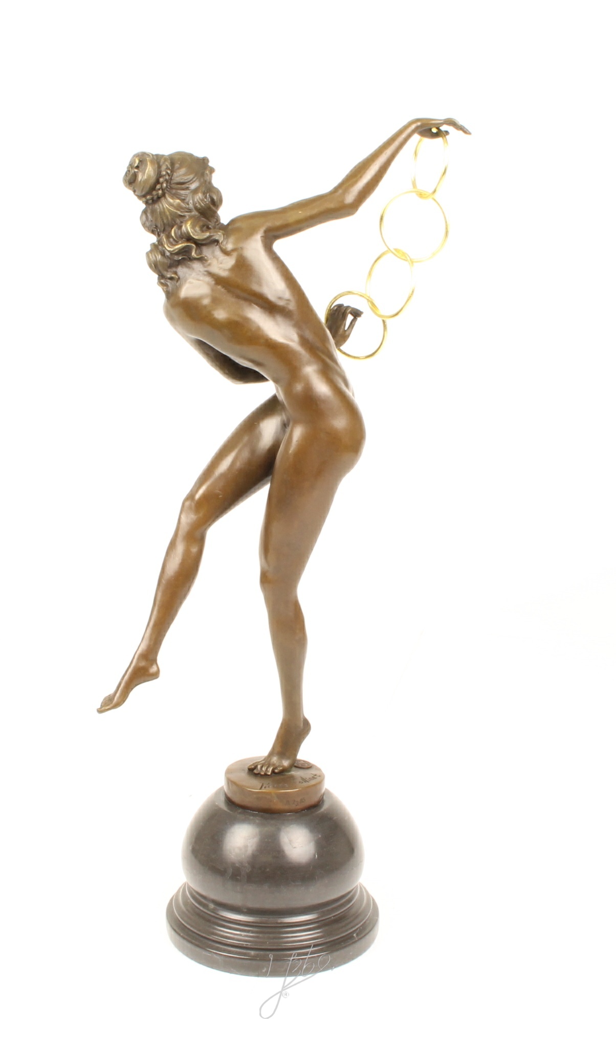 Hochwertige Bronze Frauenfigur Kunstvolle Skulptur mit Ringen 11