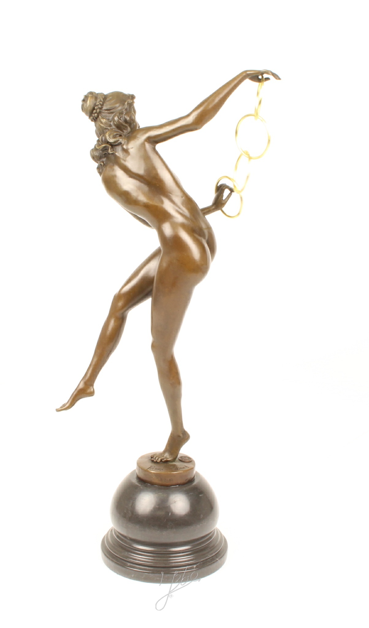 Hochwertige Bronze Frauenfigur Kunstvolle Skulptur mit Ringen 10