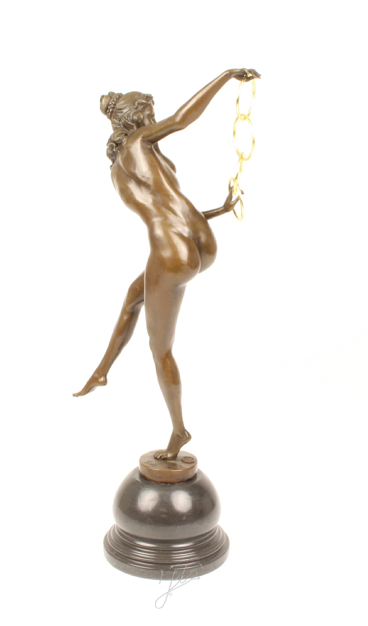 Hochwertige Bronze Frauenfigur Kunstvolle Skulptur mit Ringen 13